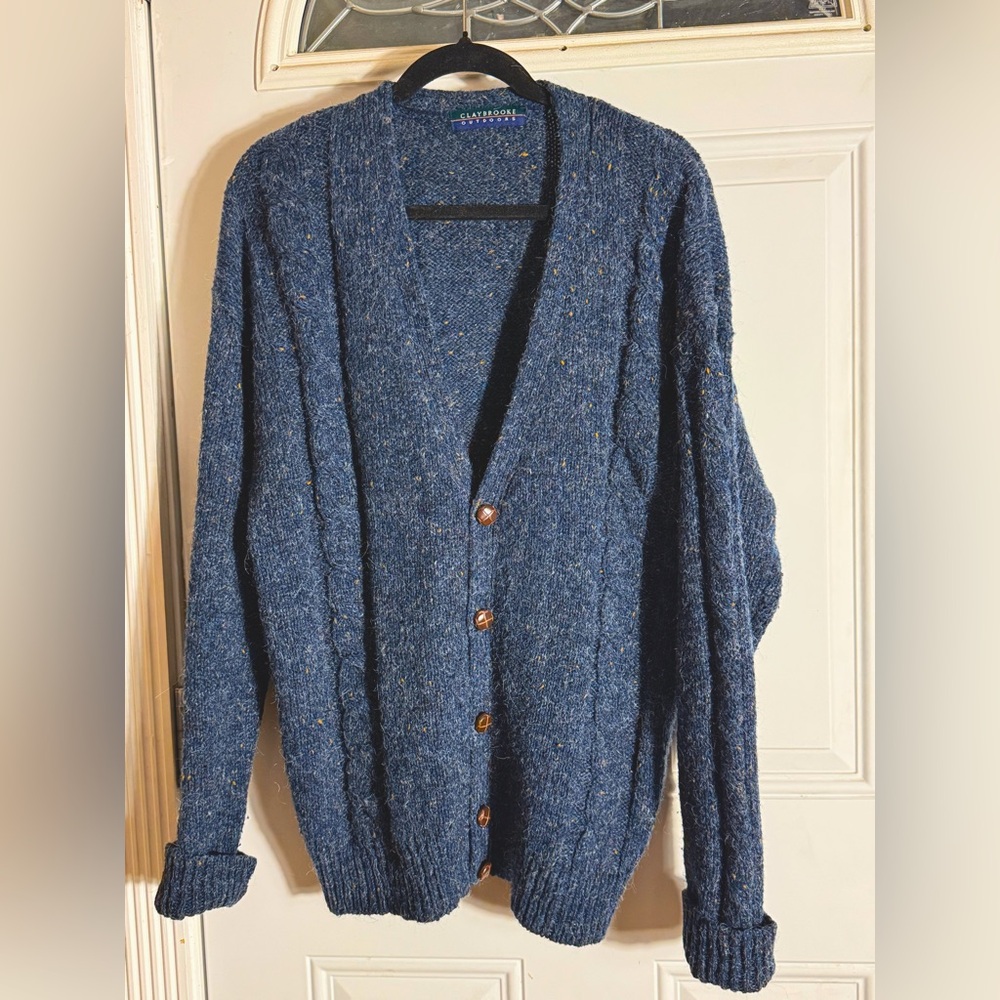 Vintage Men's Fisherman Crunchy Cardigan Sweater Grandpa Kurt Cobain XL L
